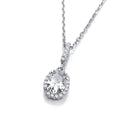 Oval Clear Cubic Zirconia Drop Pendant with 18" Chain