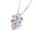 Multi Colour Rubover set Cubic Zirconias Pendant with Chain
