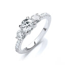 Micro Pave' Trilogy Ring & Cubic Zirconia on Shoulder