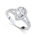 Micro Pave' Pear Shape Split Shank Cubic Zirconia Ring