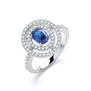 Micro Pave' Sapphire Blue & Clear Cubic Zirconias Ring