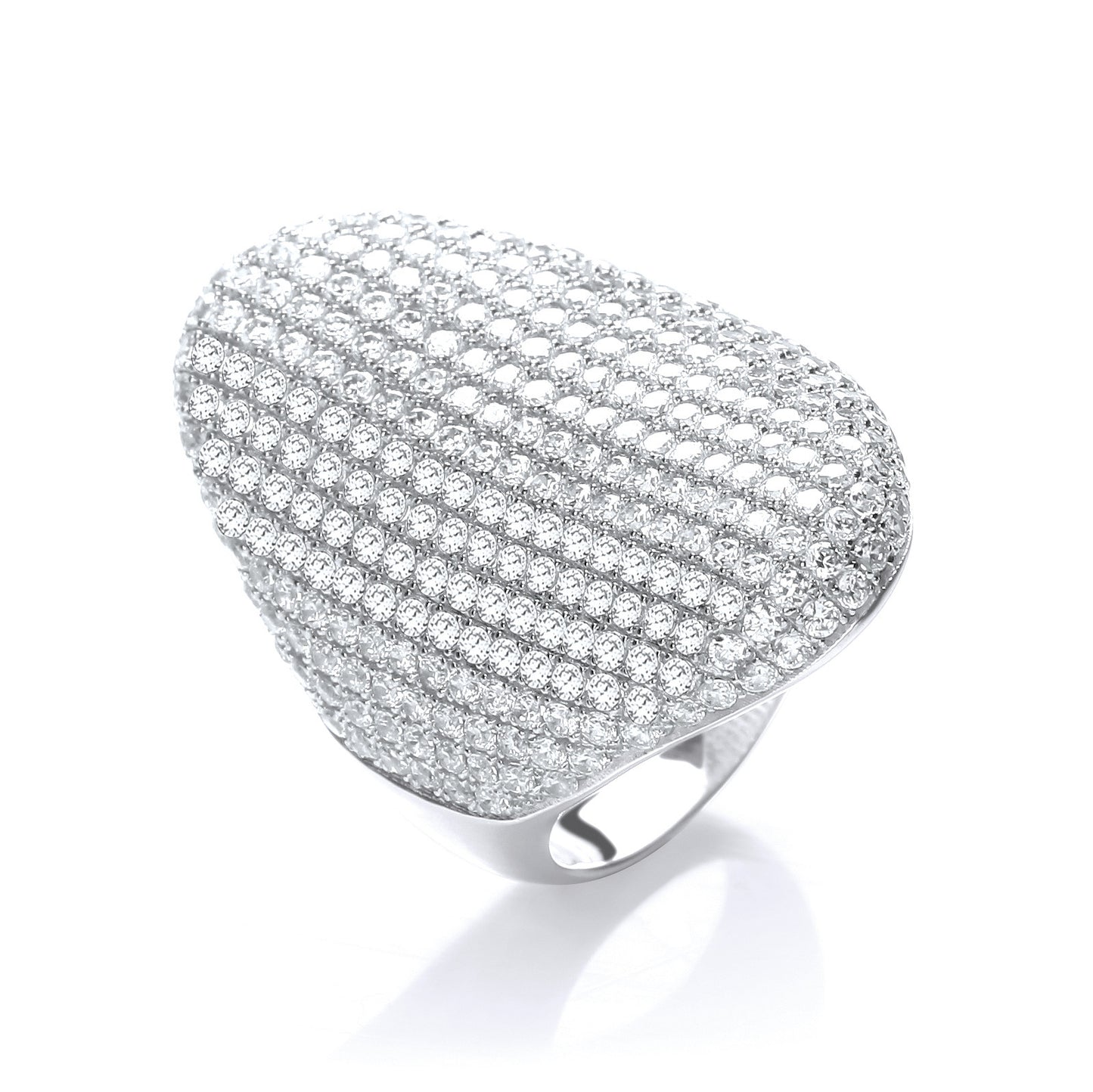 Micro Pave' Long Finger Cubic Zirconia Ring - Silver