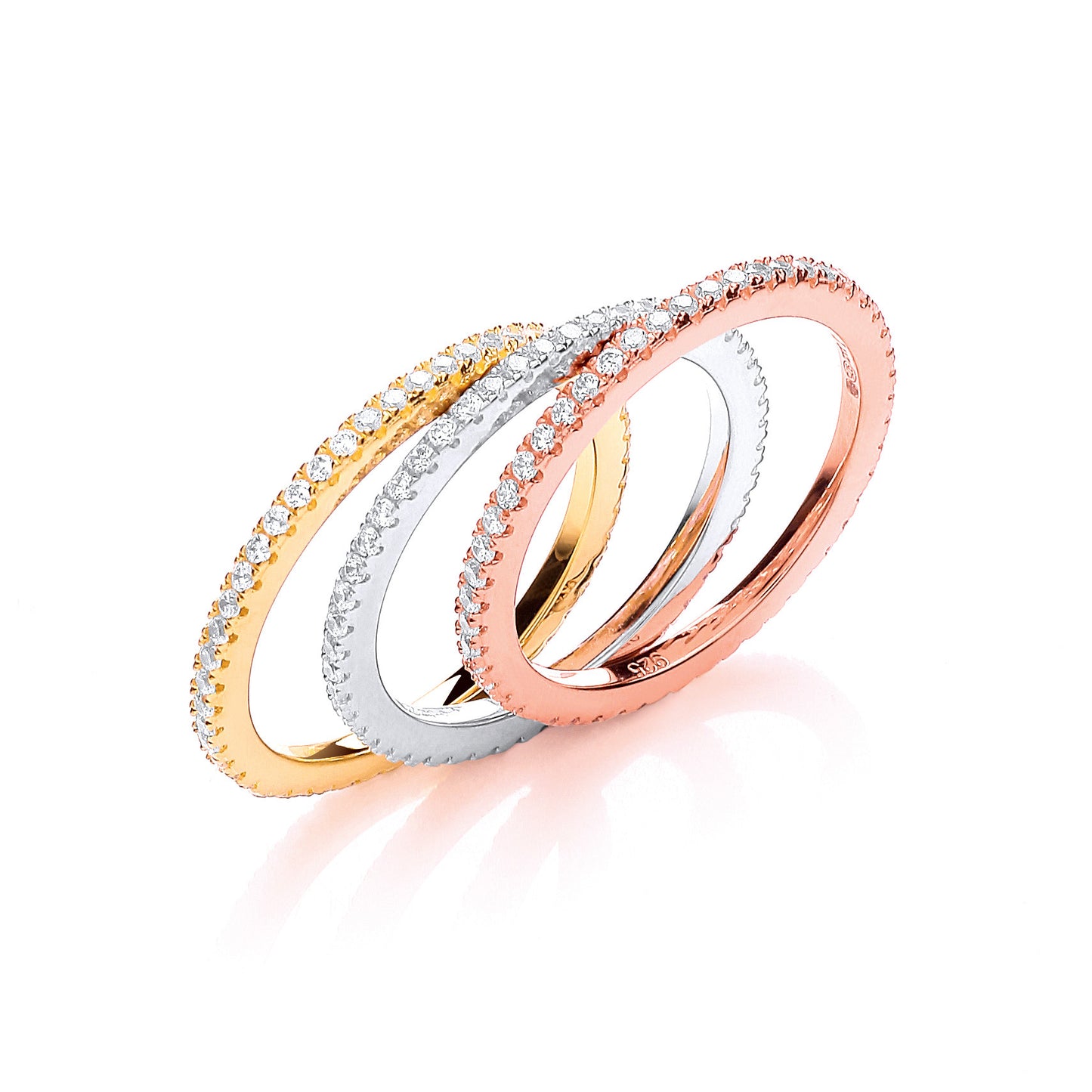 Micro Pave' White/Yellow/R Full ET Cubic Zirconia Ring - Silver