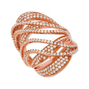 Micro Pave Rose Coated Fancy Silver Cubic Zirconia Ring