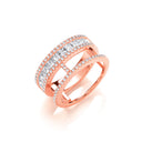 Princess Cut and Round Pave Cubic Zirconia Rose Gold Plated Silver Ring