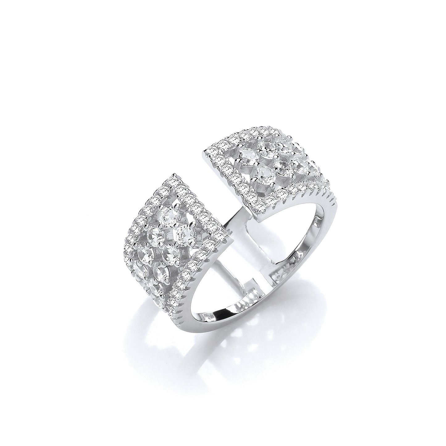 Silver Open Ring with Micro Pave Cubic Zirconia's - Silver