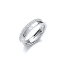 Double row Micro Pave Cubic Zirconia Fancy Silver Ring