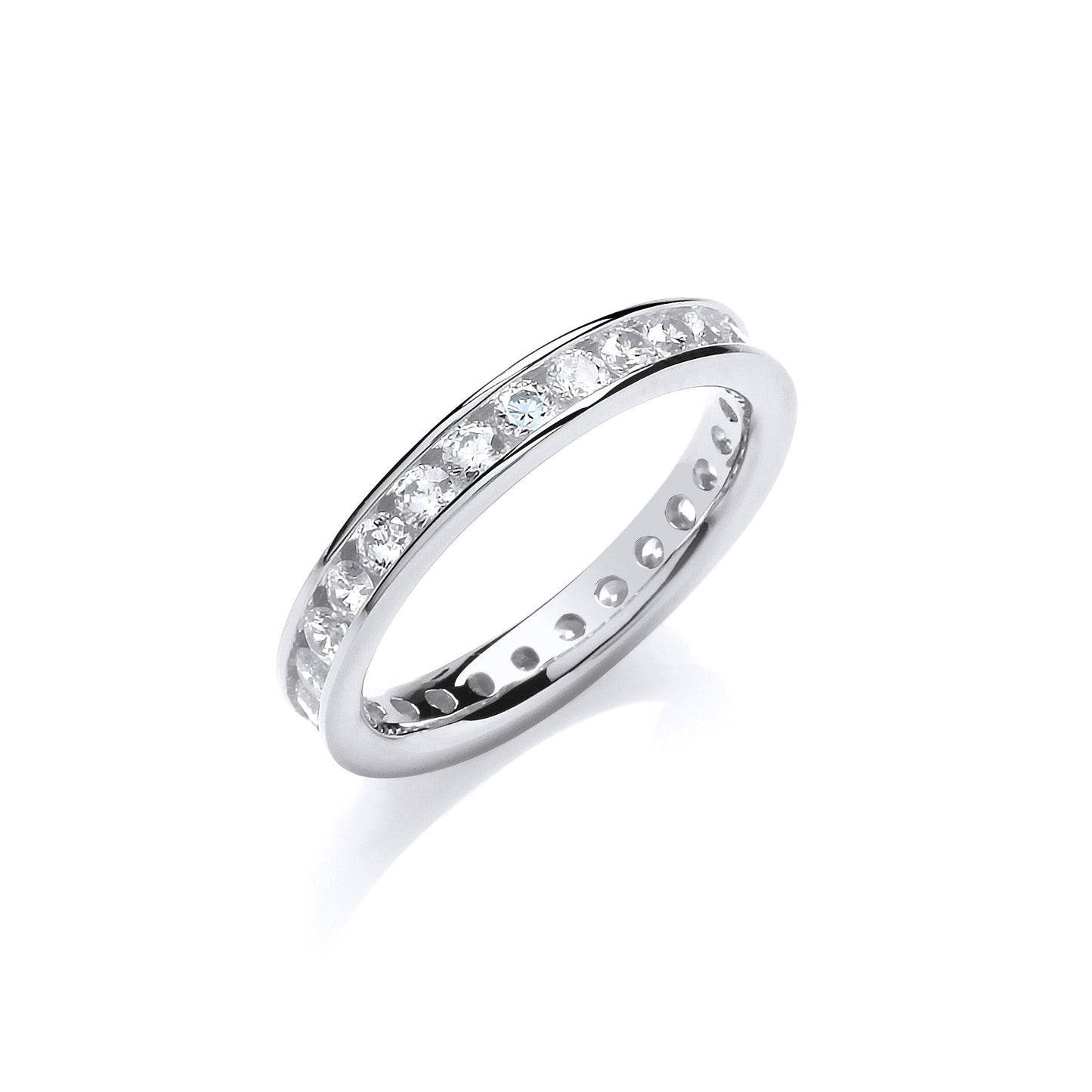 3mm Full ET Rd/Bril. Cubic Zirconia Silver Ring - Silver