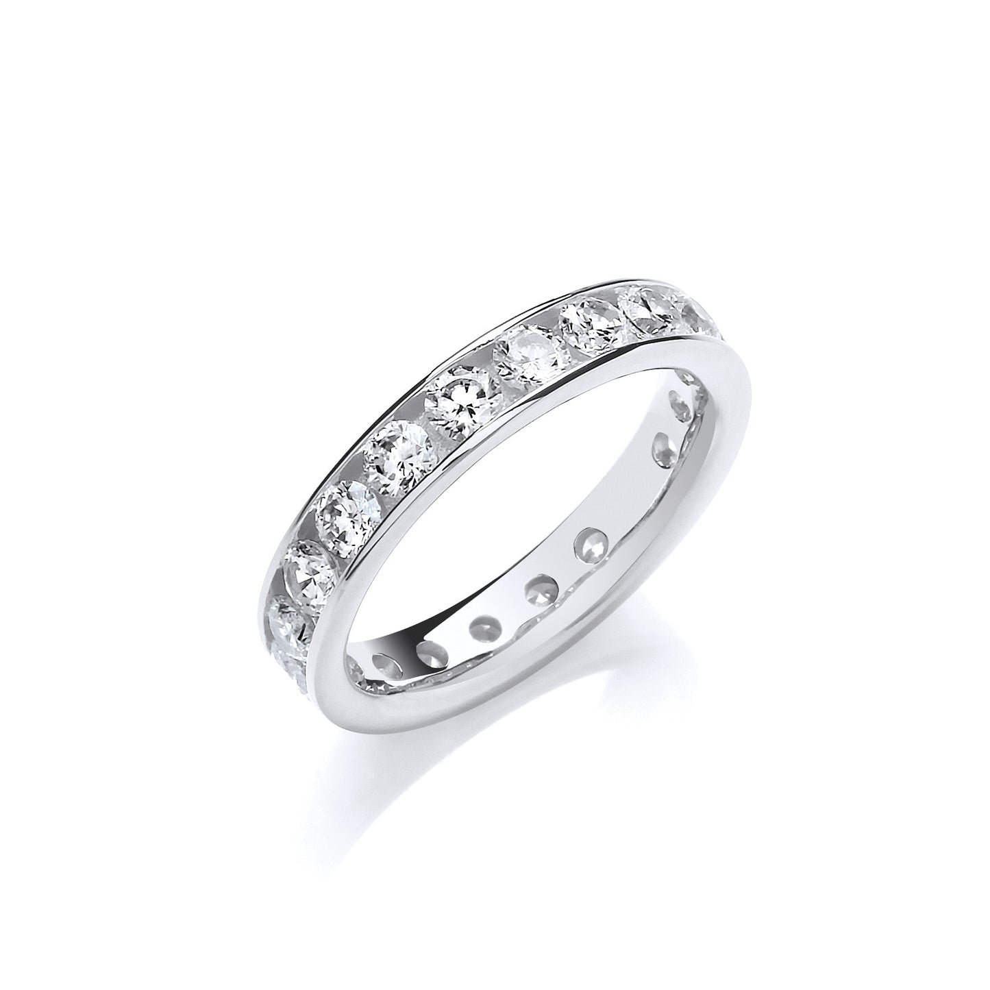 4mm Full ET Rd/Bril. Cubic Zirconia Silver Ring - Silver