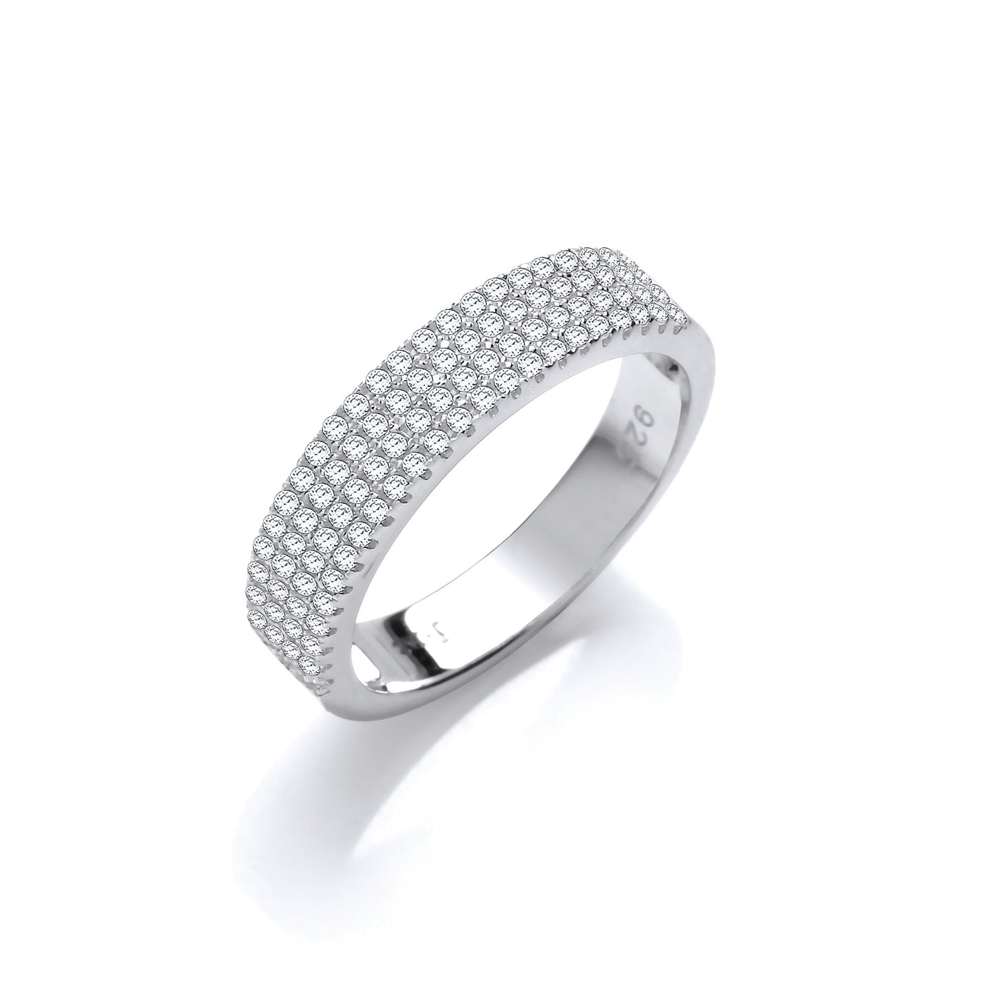 Micro Pave' Half ET Cubic Zirconia Silver Ring - Silver