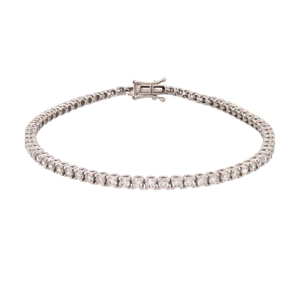 9ct White Gold 3.00ct Claw Set LAB Grown Diamond Line Bracelet
