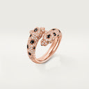 Belle Vante Panthère Ring Semi-Paved Rose Gold Diamonds Onyx Emeralds