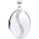 White Gold Oval Shaped Locket with Diamond