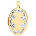 White/Yellow Oval Locket with design