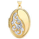 White/Yellow Oval Locket With Half Design