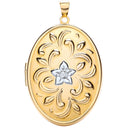 White/Yellow Oval Locket with design