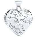 White Gold Heart Locket with Love engraved
