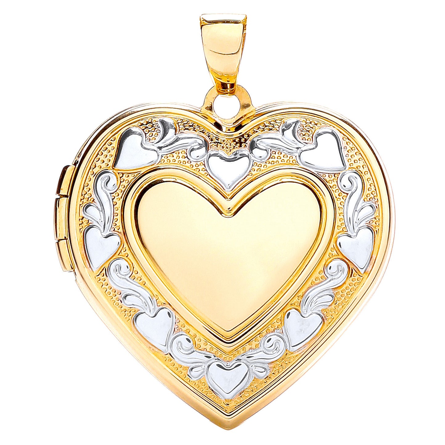 White/Yellow Heart Shape Locket with edge design - 9ct Gold