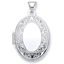 White Gold Oval Shape Locket with edge design