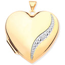 Yellow Gold Large Heart Shape Locket with Diamond