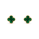 Vintage Alhambra Earrings in 18K Yellow Gold with Malachite