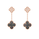 Belle Vante Earrings 2 Motifs Black Mother-Of-Pearl Diamonds 18K Rose Gold