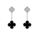 Belle Vante Earrings 2 Motifs Diamonds and Onyx 18K White Gold