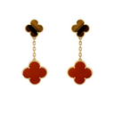 Belle Vante Earrings 2 Motifs Carnelian and Tiger Eye 18K Yellow Gold