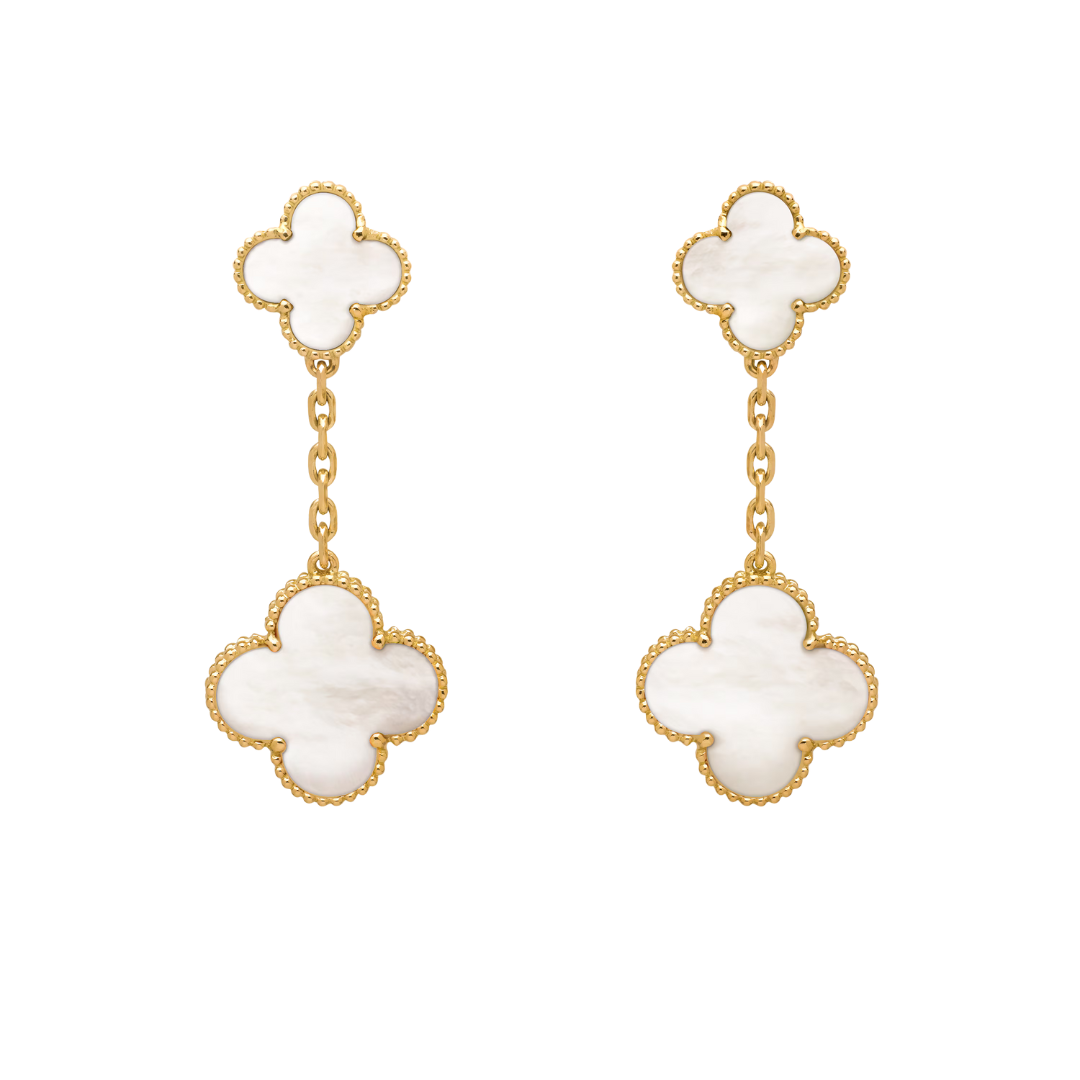 Belle Vante Earrings 2 Motifs Mother-Of-Pearl 18K Yellow Gold