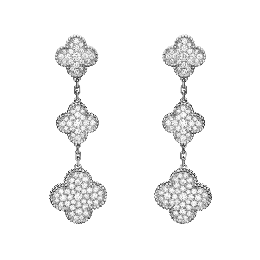 Belle Vante Earrings 3 Motifs Diamonds 18K White Gold
