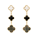 Belle Vante Earrings 3 Motifs Mother-Of-Pearl and Onyx 18K Yellow Gold