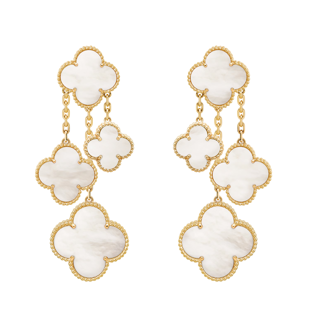 Belle Vante Earrings 4 Motifs Mother-Of-Pearl 18K Yellow Gold