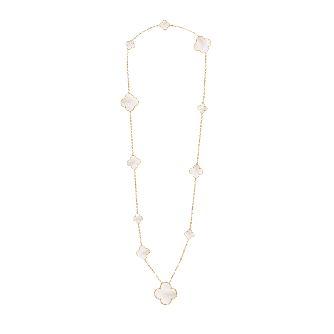 Belle Vante Long Necklace 11 Motifs Mother-Of-Pearl 18K Yellow Gold