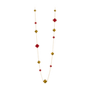 Belle Vante Long Necklace 16 Motifs Carnelian and Tiger Eye 18K Yellow Gold