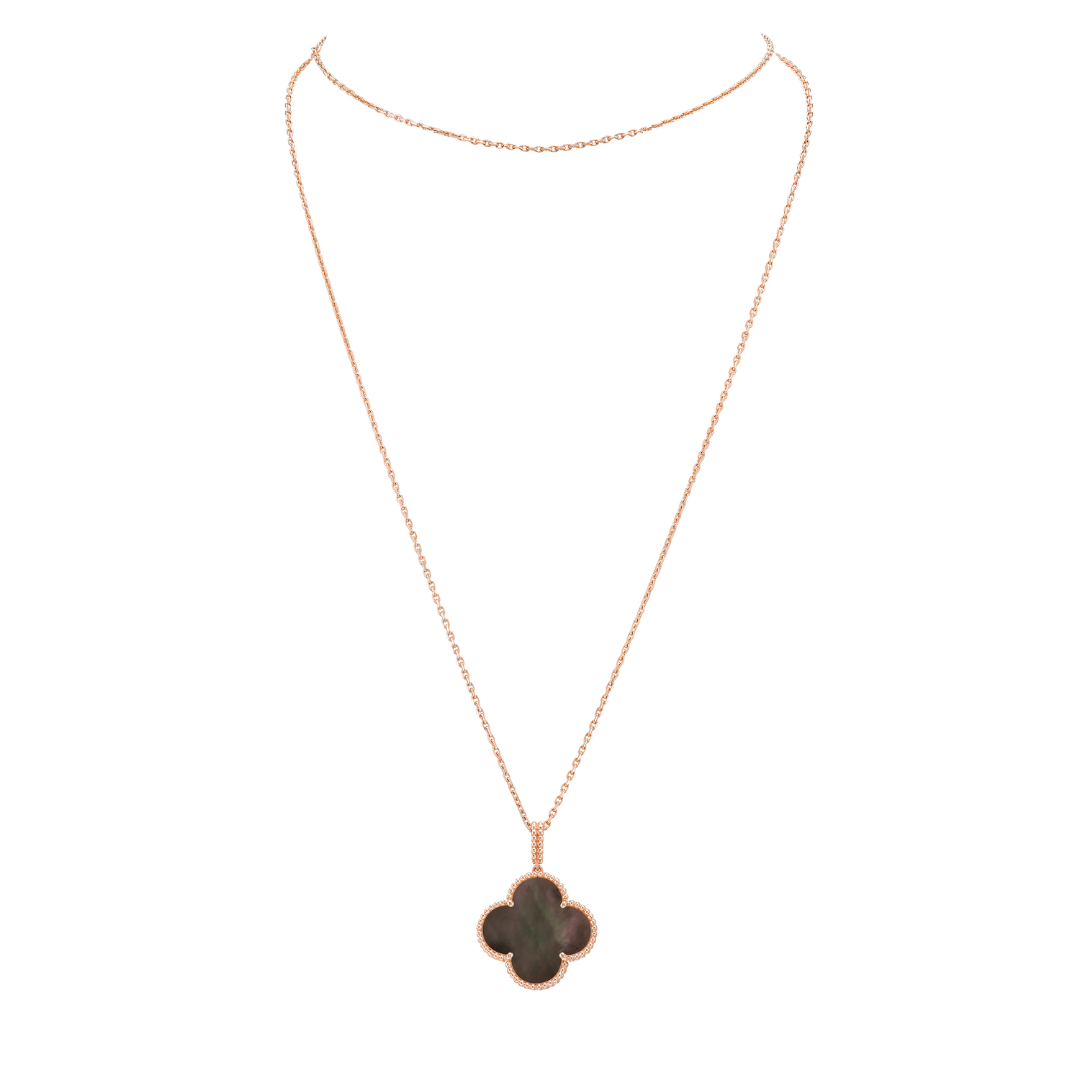 Belle Vante Long Necklace 1 Motif Black Mother-Of-Pearl 18K Rose Gold