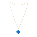 Belle Vante Long Necklace 1 Motif Agate Blue 18K Yellow Gold
