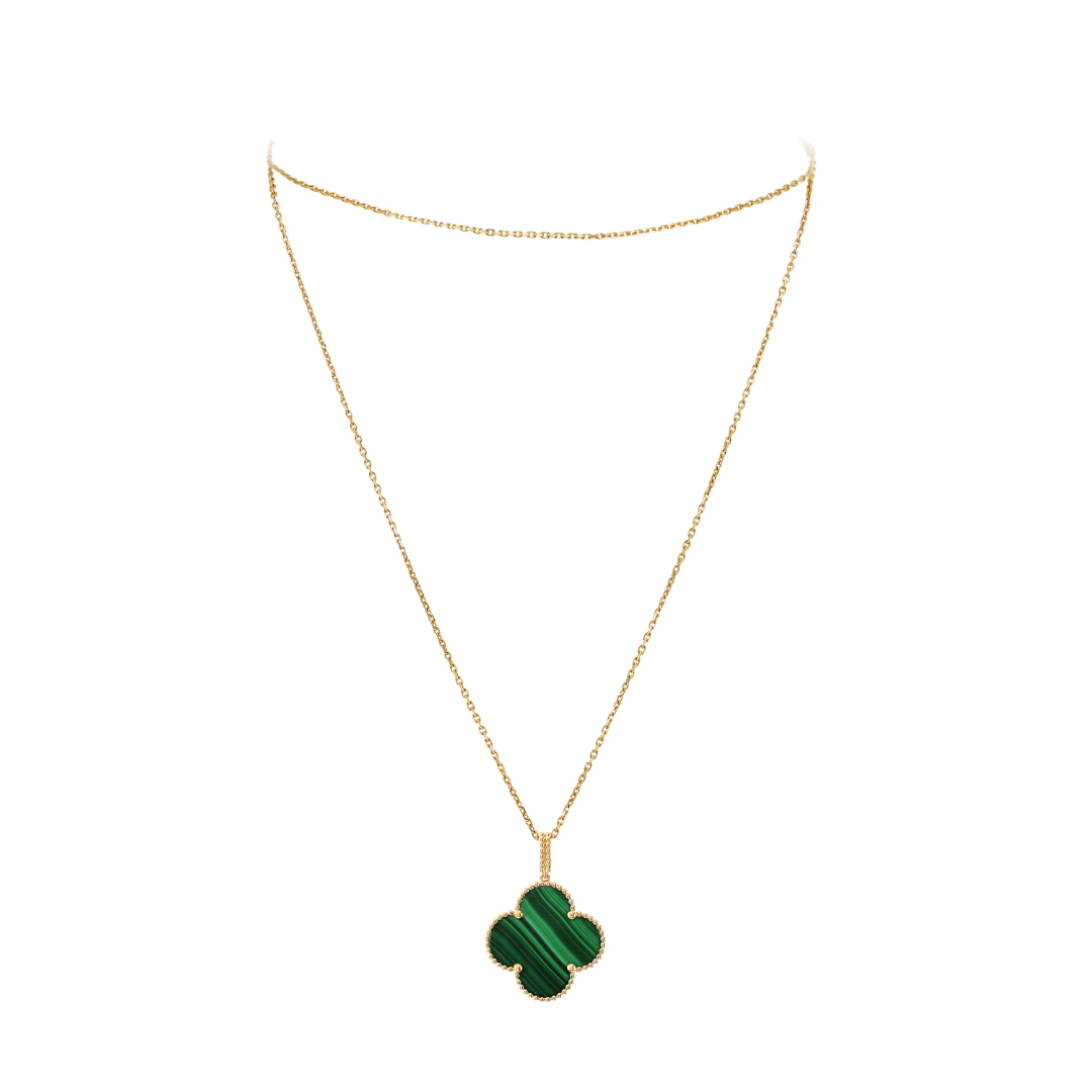 Belle Vante Long Necklace 1 Motif Malachite 18K Yellow Gold