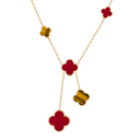 Belle Vante Necklace 6 Motifs Carnelian and Tiger Eye 18K Yellow Gold