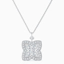 Lotus Diamond Pendant in White Gold