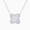 Lotus Diamond Pendant Necklace in 18K White Gold