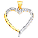 Yellow & White Gold Cubic Zirconia Heart Pendant