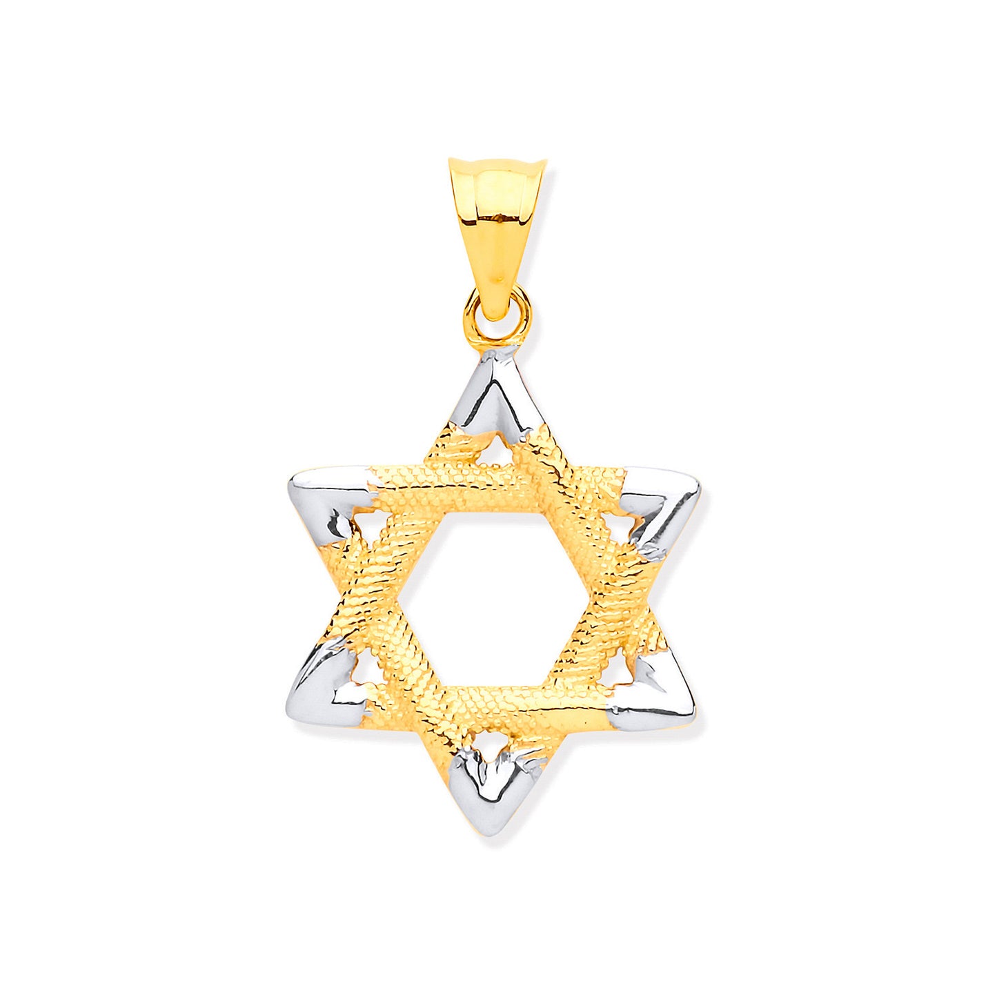 White & Yellow Gold Star of David Pendant - 9ct Gold