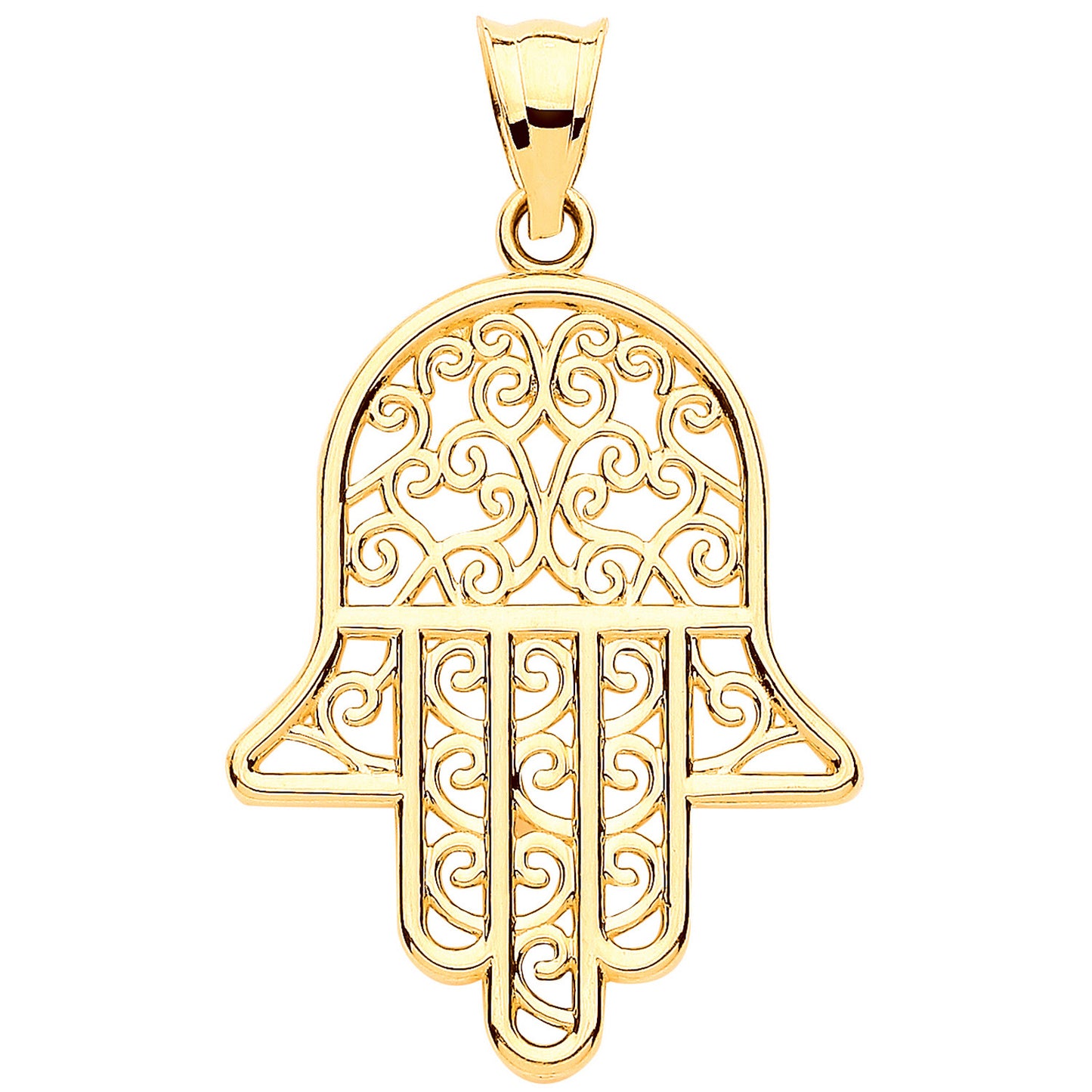 Yellow Gold Filigree Hamsa Pendant - 9ct Gold