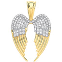 Yellow Gold Cubic Zirconia Large Angel Wings Pendant