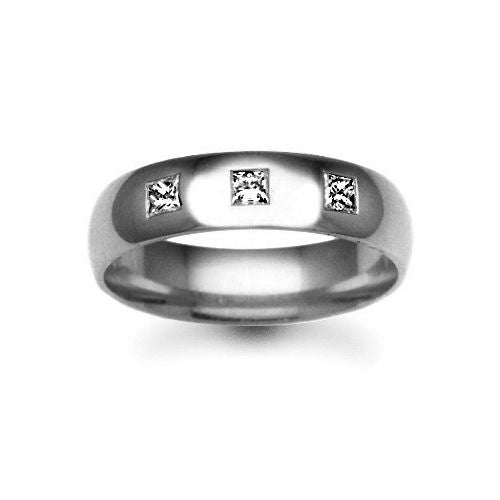 Platinum 6mm Natural Diamond Rubover set Wedding Ring