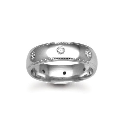 Platinum 4mm Natural Diamond 24pts Rubover set Wedding Ring