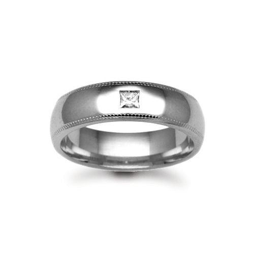 Platinum 4mm Natural Diamond 4pts Rubover set Wedding Ring