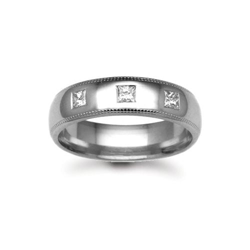 Platinum 8mm Natural Diamond 30pts Rubover set Wedding Ring