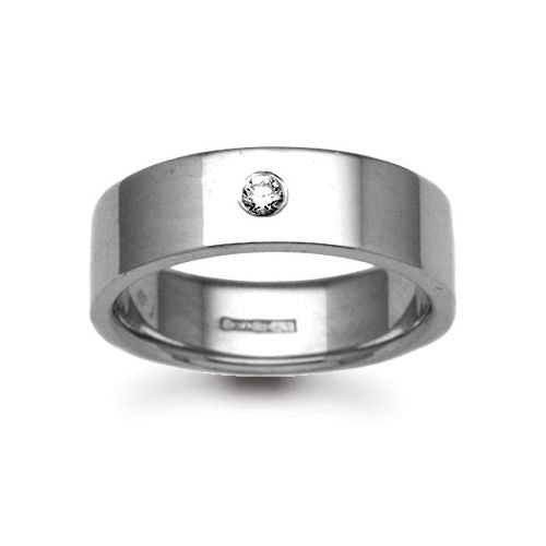 Platinum 5mm Natural Diamond 8pts Rubover set Wedding Ring