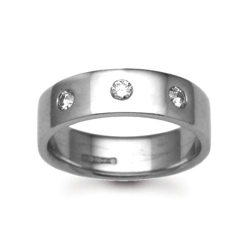 Platinum 4mm Natural Diamond 9pts Rubover set Wedding Ring